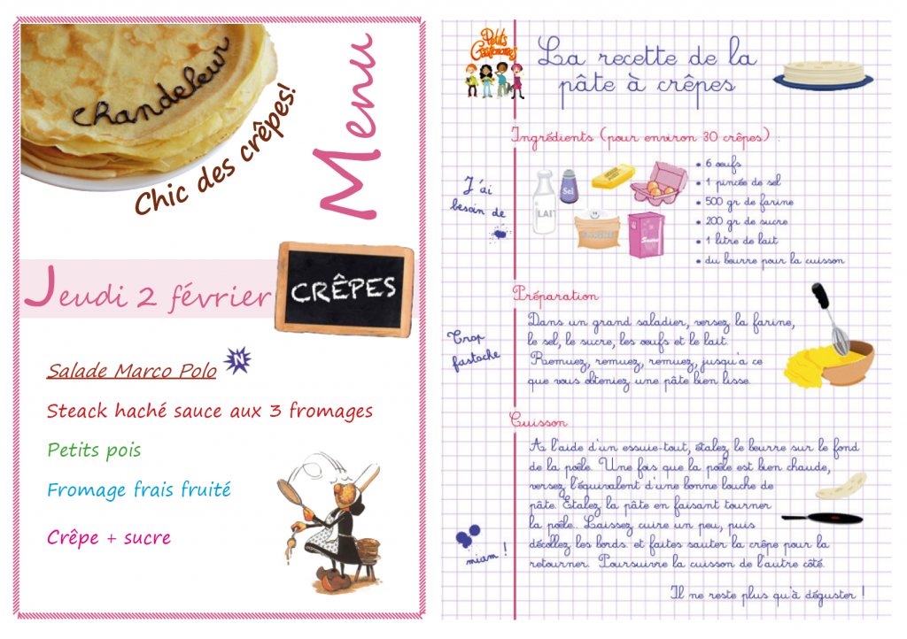 Menu crêpes